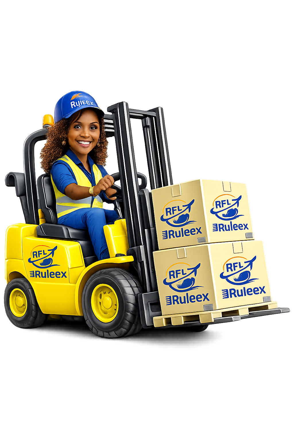 Stella operating a Ruleex cargo-handling vehicle